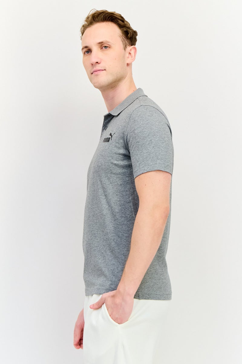 PUMA قميص بولو قصير الأكمام للرجال بتصميم عادي، رمادي - Image 2